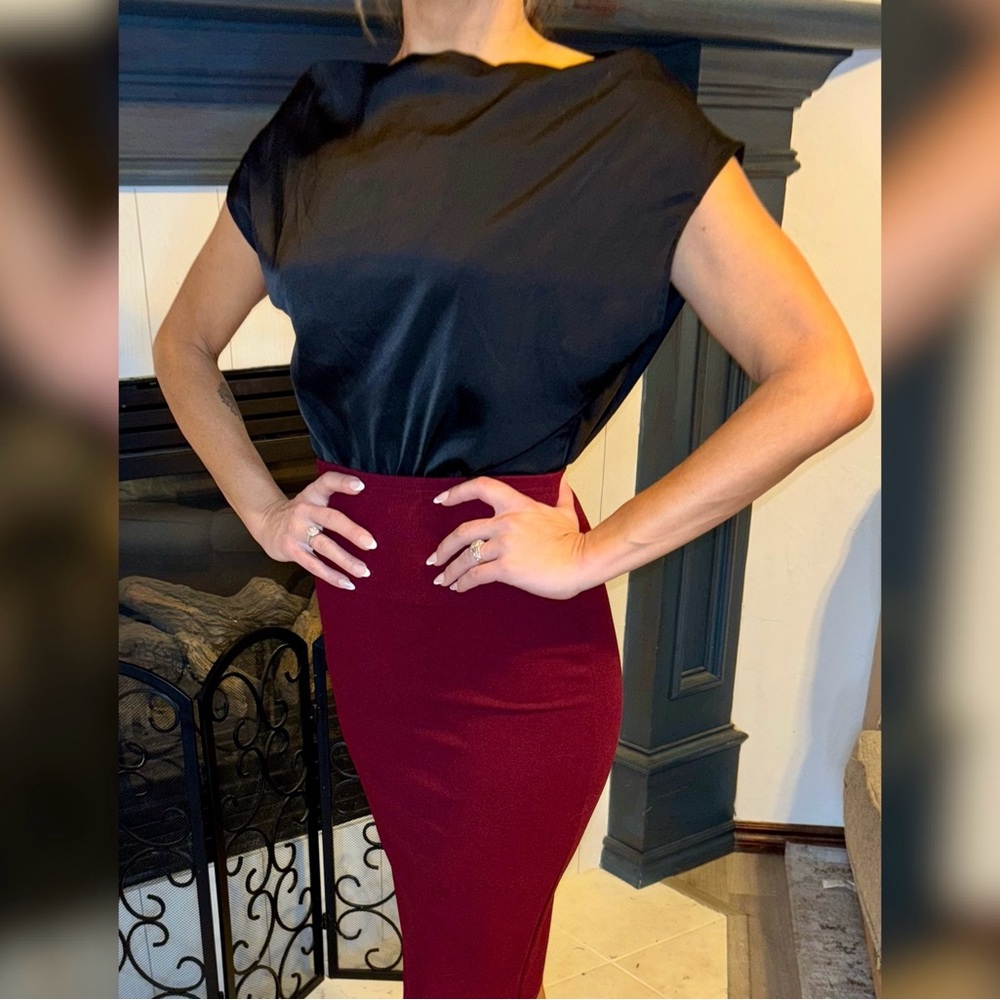 Elegant Black Asymmetrical Satin Top